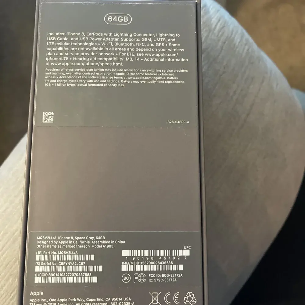 iPhone 8 64GB Space Gray - EMPTY BOX w/ accessories, NO PHONE. L1